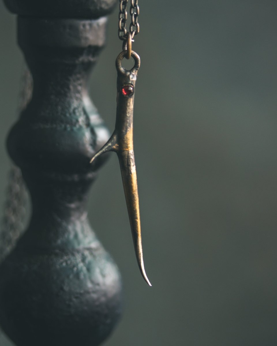 Thorn Pendant with Almandine Garnet – Sterling Silver & 23.5K Gold Talisman of Protection, Enchantment, and Passion - Machinations