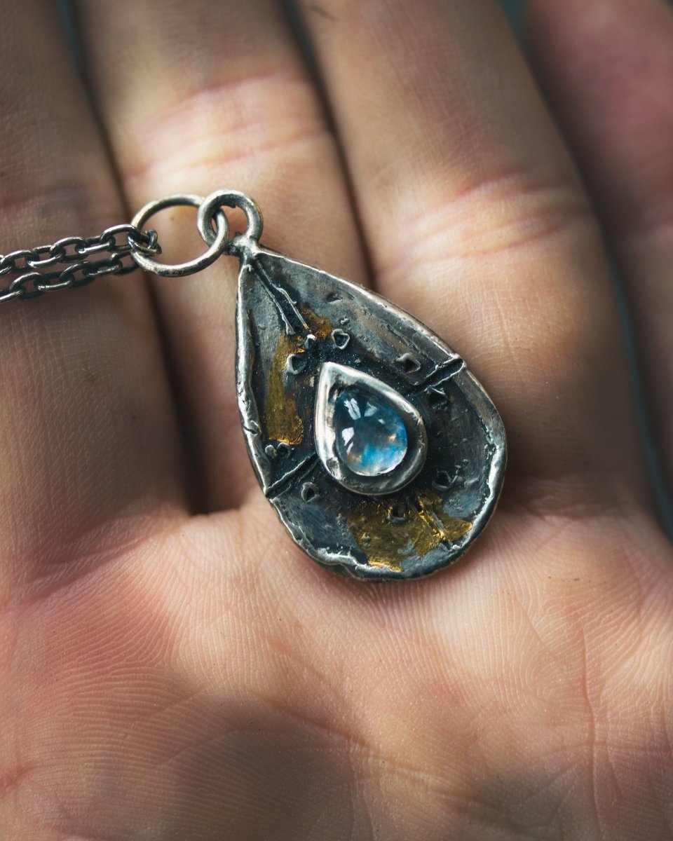 Yaga's Cabinet: Mara Amulet Collection | Sterling Silver | Blue Flash Moonstone | Symbolic Protection - Machinations