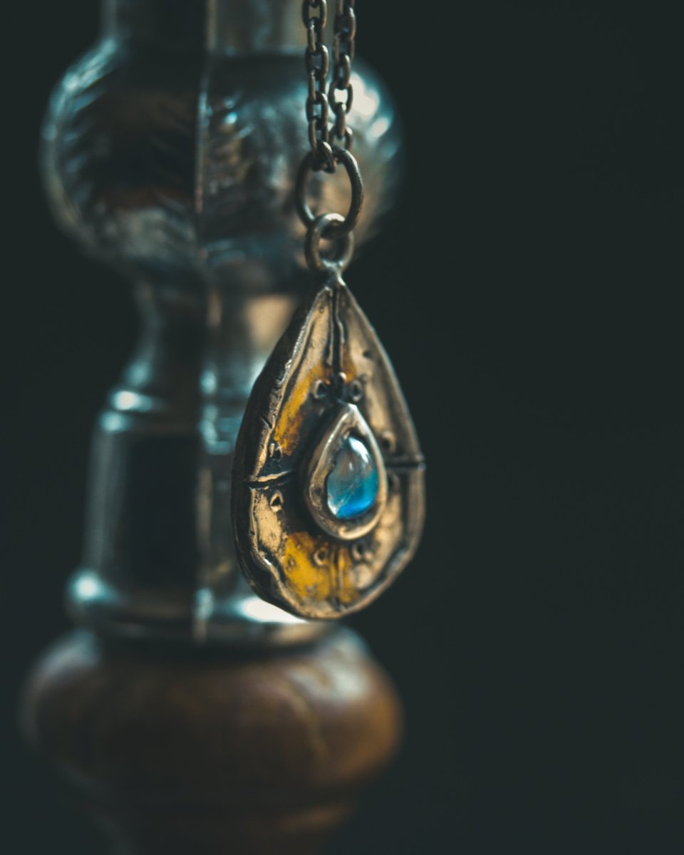 Yaga's Cabinet: Mara Amulet Collection | Sterling Silver | Blue Flash Moonstone | Symbolic Protection - Machinations