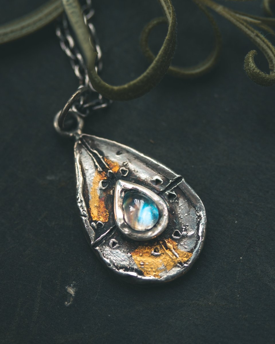 Yaga's Cabinet: Mara Amulet Collection | Sterling Silver | Blue Flash Moonstone | Symbolic Protection - Machinations