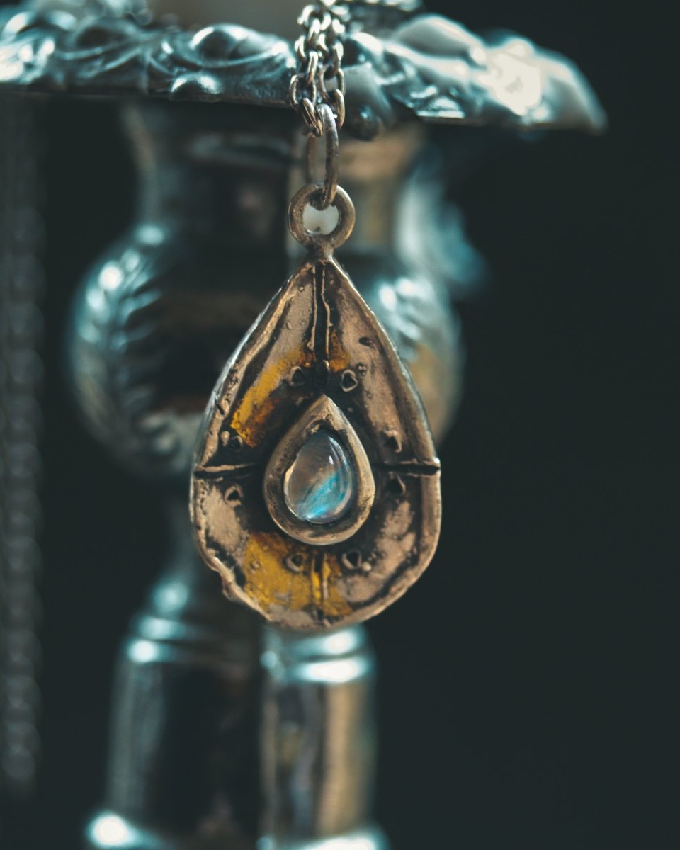 Yaga's Cabinet: Mara Amulet Collection | Sterling Silver | Blue Flash Moonstone | Symbolic Protection - Machinations