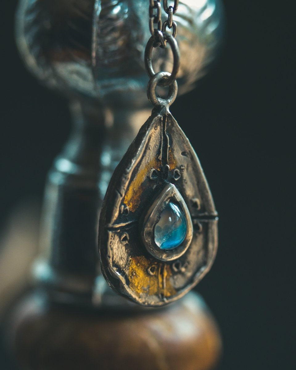 Yaga's Cabinet: Mara Amulet Collection | Sterling Silver | Blue Flash Moonstone | Symbolic Protection - Machinations