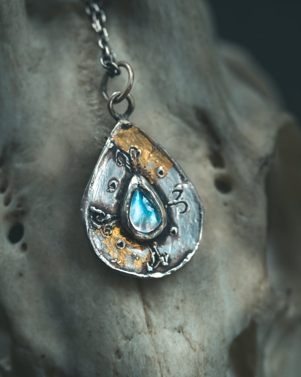 Yaga's Cabinet: Mara Root Wisdom Amulet | Sterling Silver | Blue Flash Moonstone | Root Symbolism - Machinations