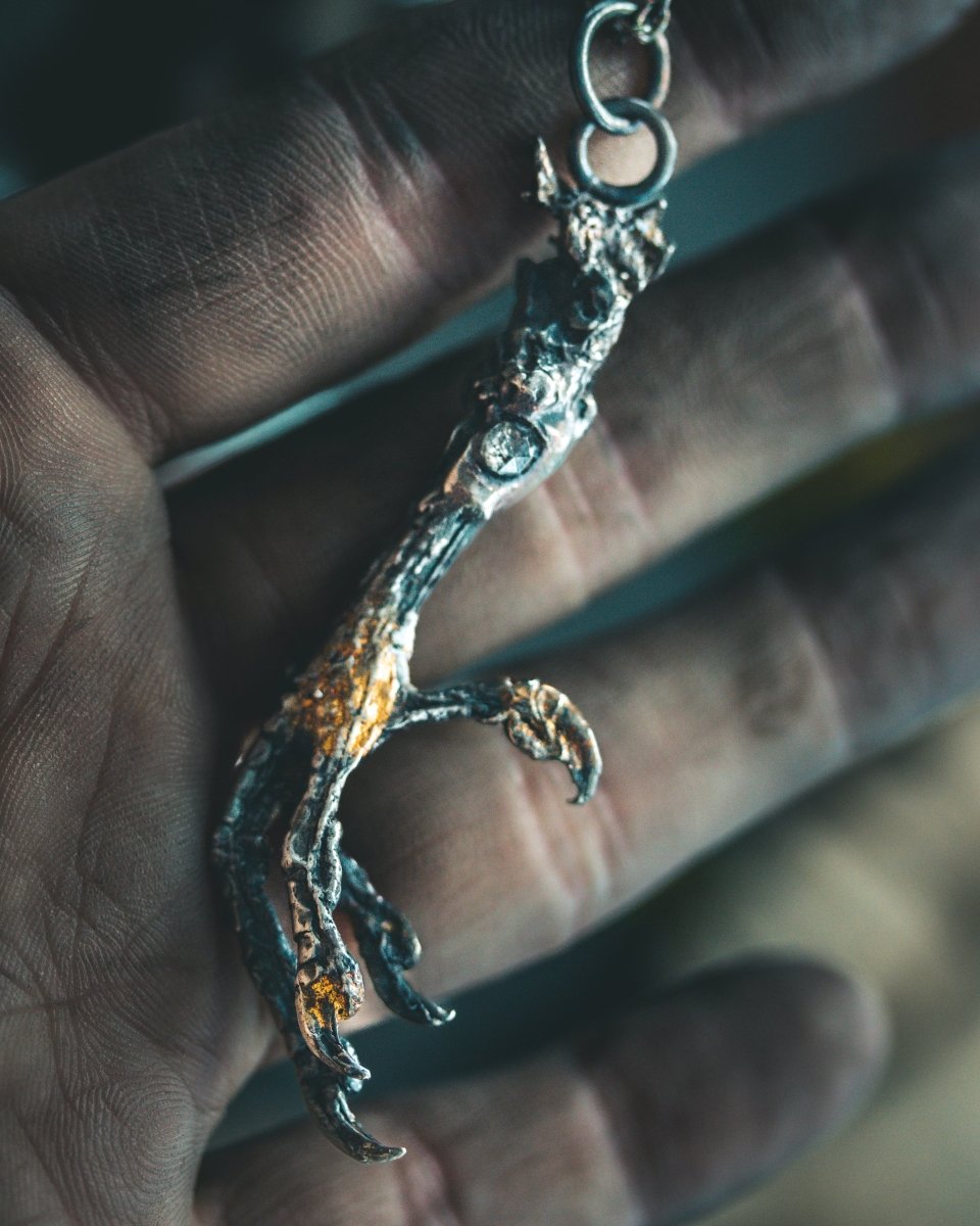 Yaga's Cabinet: Mourning Dove Divination Pendant | Sterling Silver | Salt & Pepper Diamond | Ethically Found - Machinations