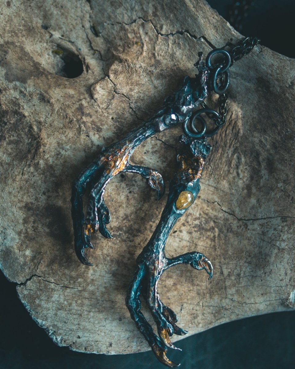 Yaga's Cabinet: Mourning Dove Divination Pendant | Sterling Silver | Salt & Pepper Diamond | Ethically Found - Machinations