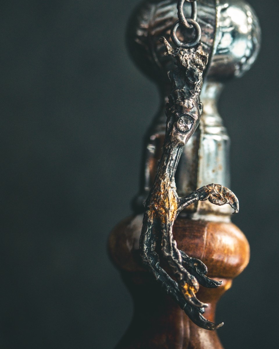 Yaga's Cabinet: Mourning Dove Divination Pendant | Sterling Silver | Salt & Pepper Diamond | Ethically Found - Machinations
