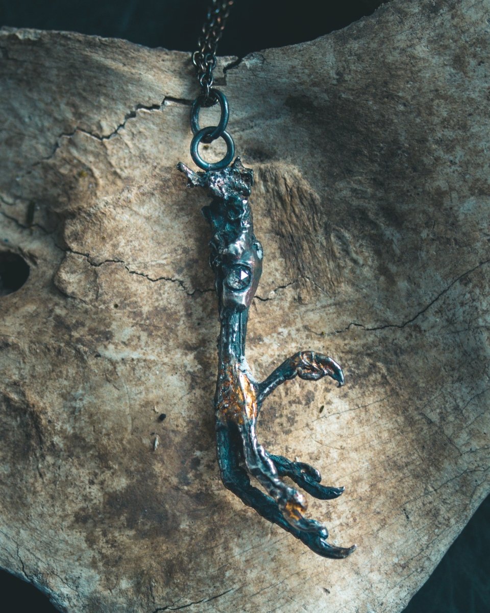 Yaga's Cabinet: Mourning Dove Divination Pendant | Sterling Silver | Salt & Pepper Diamond | Ethically Found - Machinations