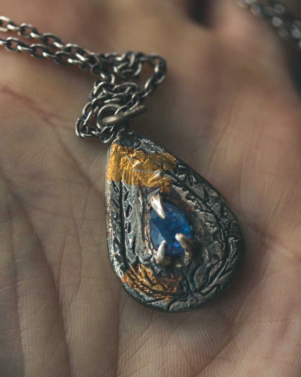 Yaga's Cabinet: Wheat & Flame Talisman | Sterling Silver | 23.5K Keum - boo Gold | Tanzanite - Machinations