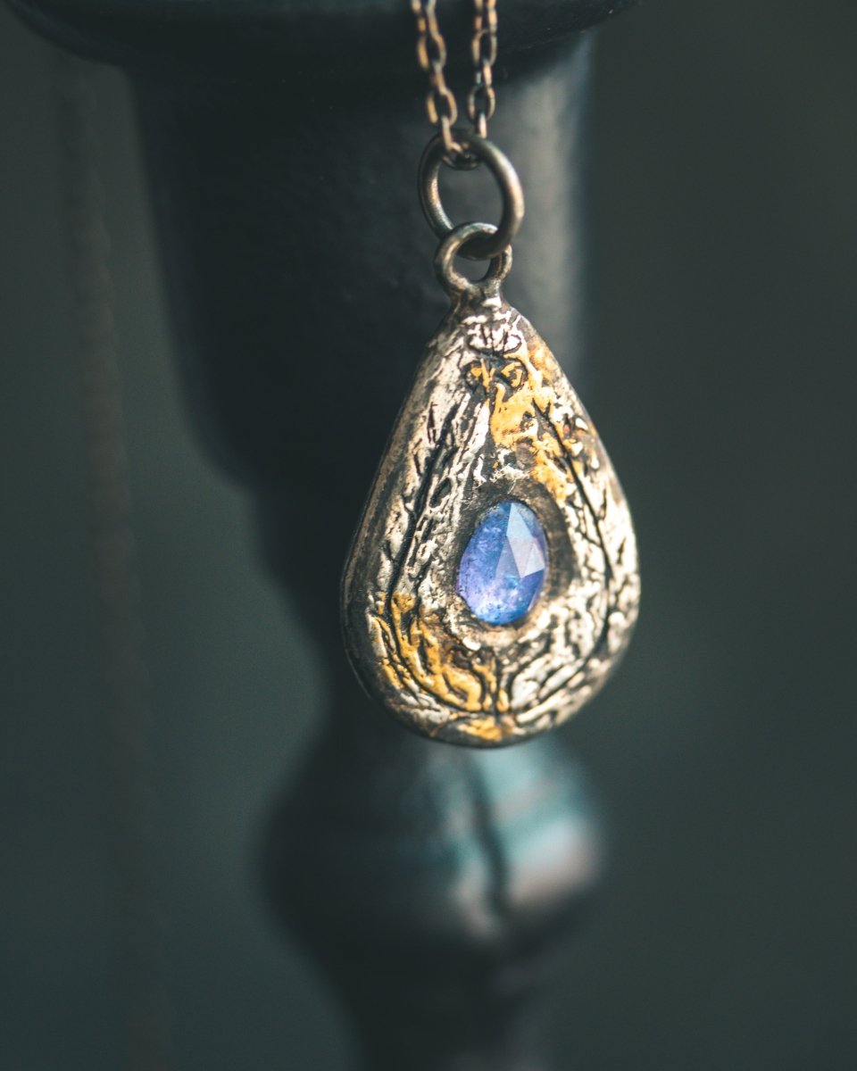 Yaga's Cabinet: Wheat & Flame Talisman | Sterling Silver | 23.5K Keum - boo Gold | Tanzanite - Machinations