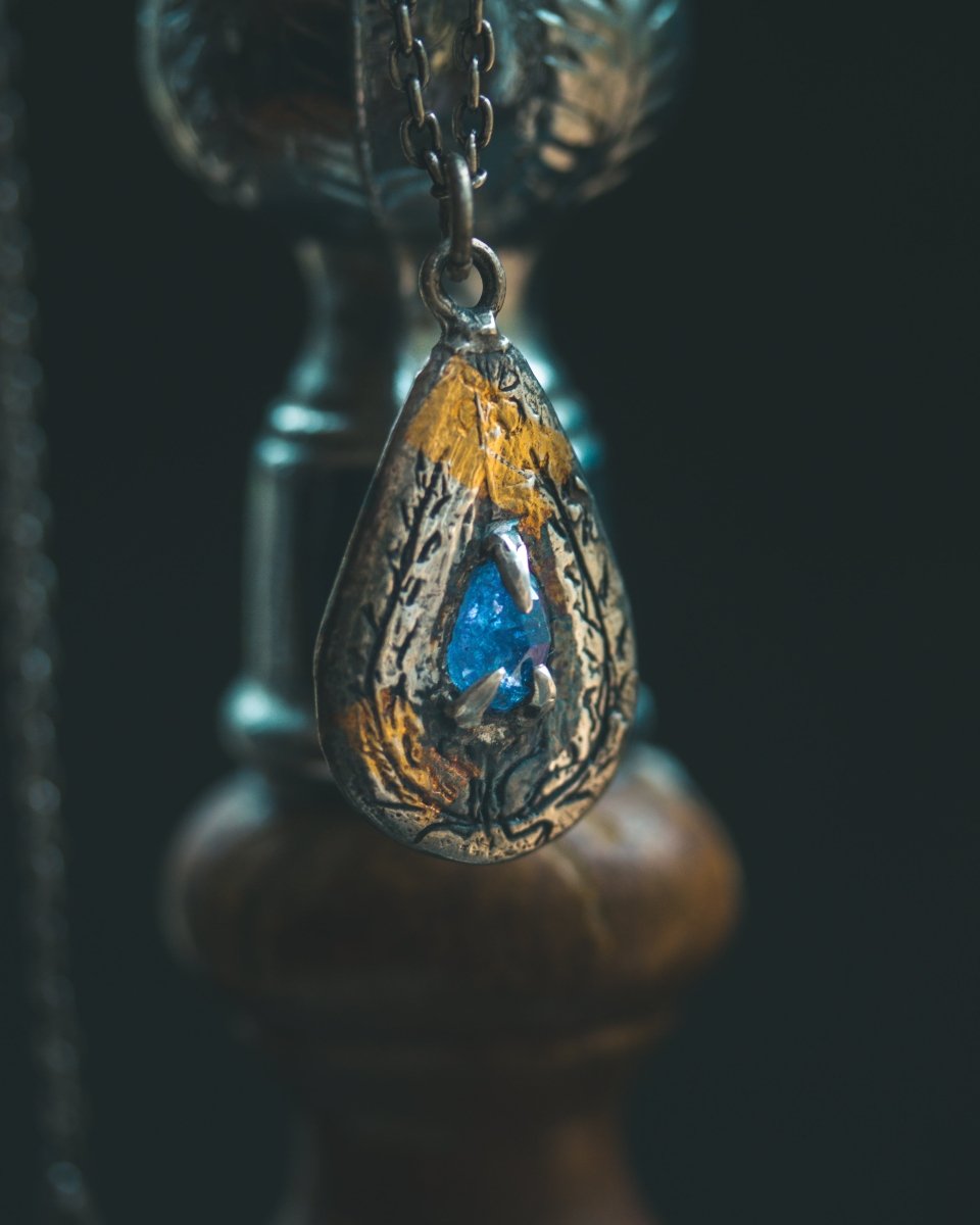 Yaga's Cabinet: Wheat & Flame Talisman | Sterling Silver | 23.5K Keum - boo Gold | Tanzanite - Machinations