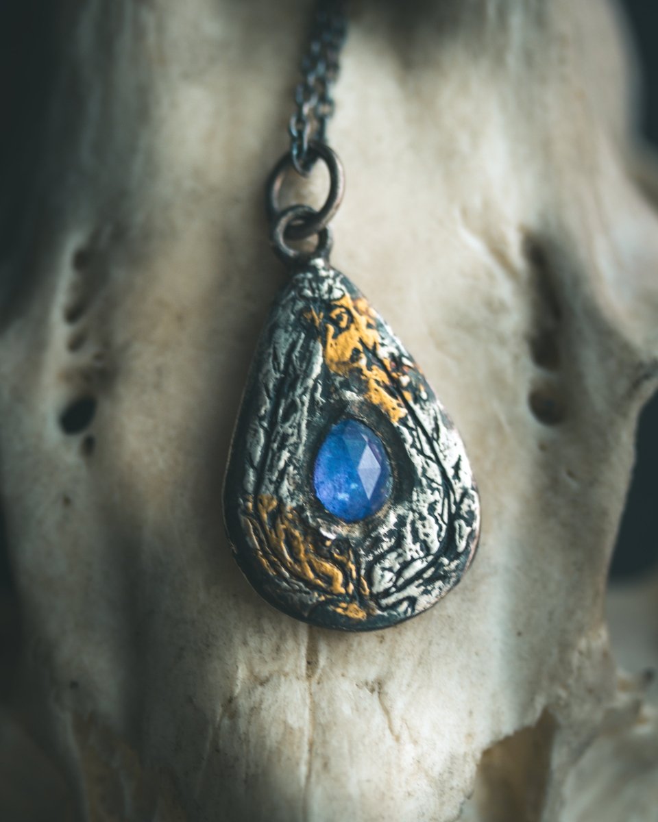 Yaga's Cabinet: Wheat & Flame Talisman | Sterling Silver | 23.5K Keum - boo Gold | Tanzanite - Machinations