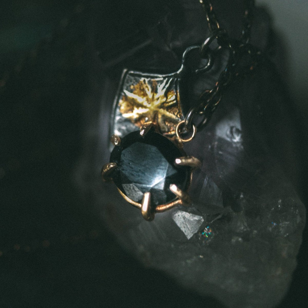 Meteoromance Black Spinel | 14K Gold & Blackened Silver | Talisman of Cosmic Power and Shadow Alchemy - Machinations