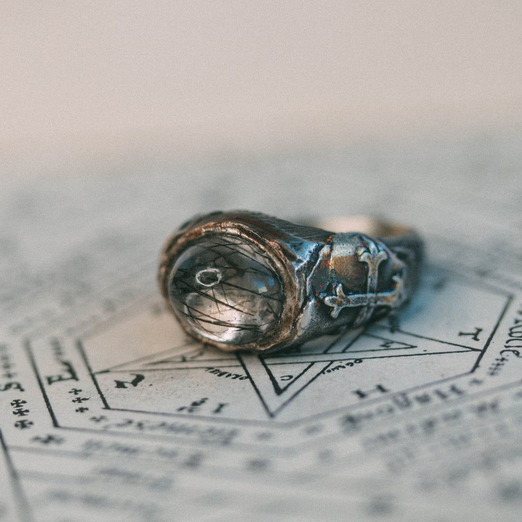Oculus Tourmalinated Quartz Ring: Your Personal Scrying Stone - Machinations