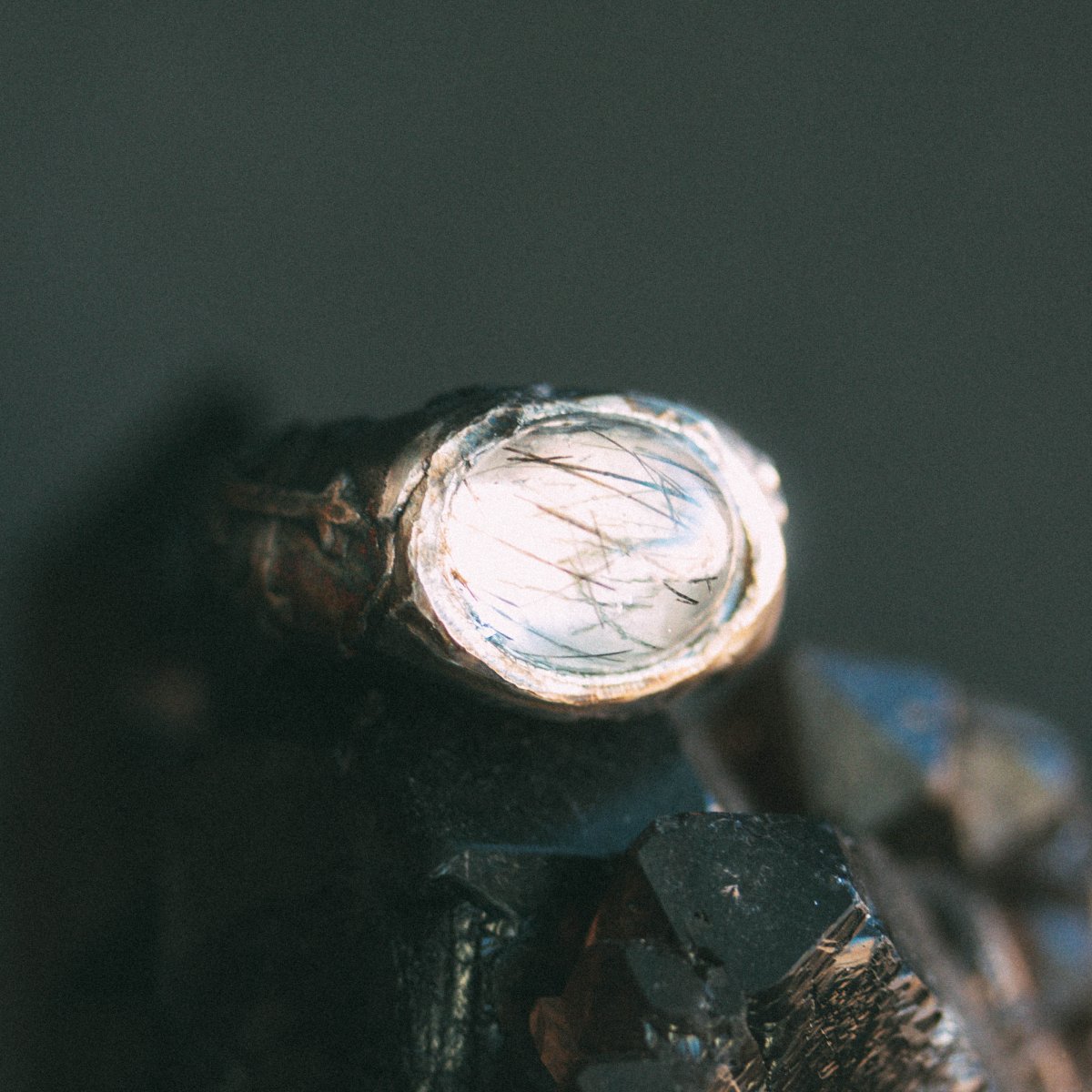 Oculus Tourmalinated Quartz Ring: Your Personal Scrying Stone - Machinations